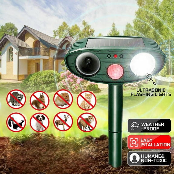 Rowyig Animal Repeller with Solar Power and Ultrasonic Technology for Pests