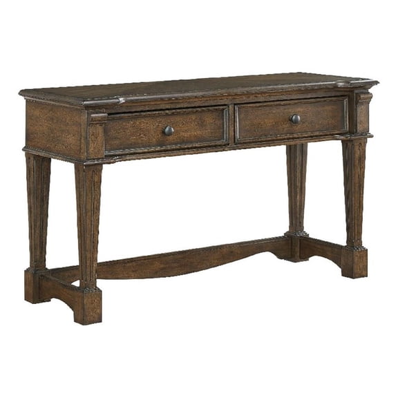Rox Sofa Console Table- 50 Inch Top- 2 Drawers w Bronze Knobs- Brown