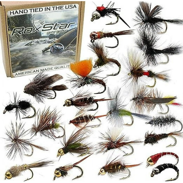 RoxStar Fishing Fly Shop 48PK Trophy Trout Fly Assortment Wet & Dry