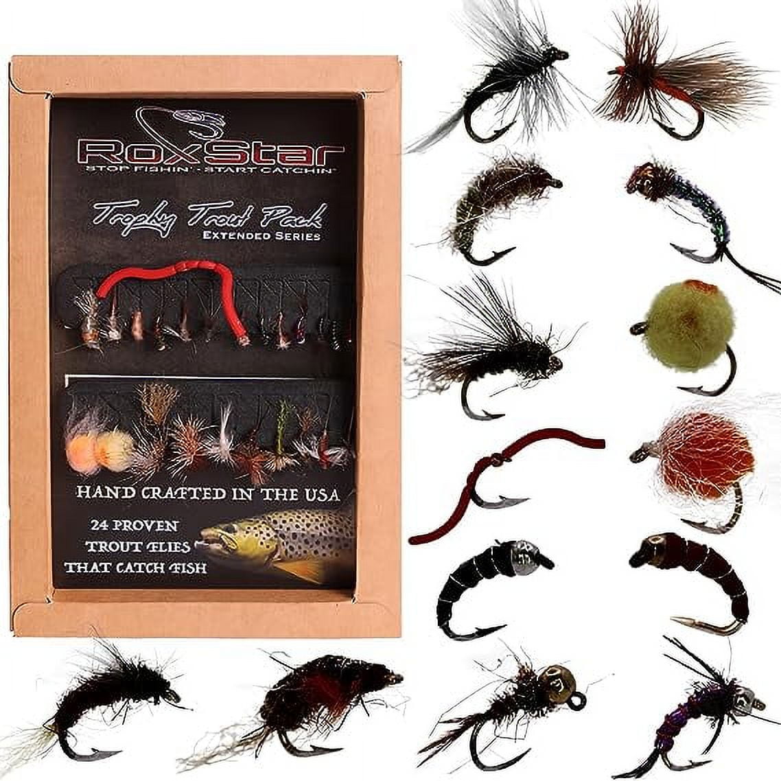 RoxStar Fishing Fly Shop | Stimulator Dry Fly Assortment | 25 Premium  Hand-Tied Trout & Bass Dry Flies | Proudly Made in The USA. (Stimulator  25pk)