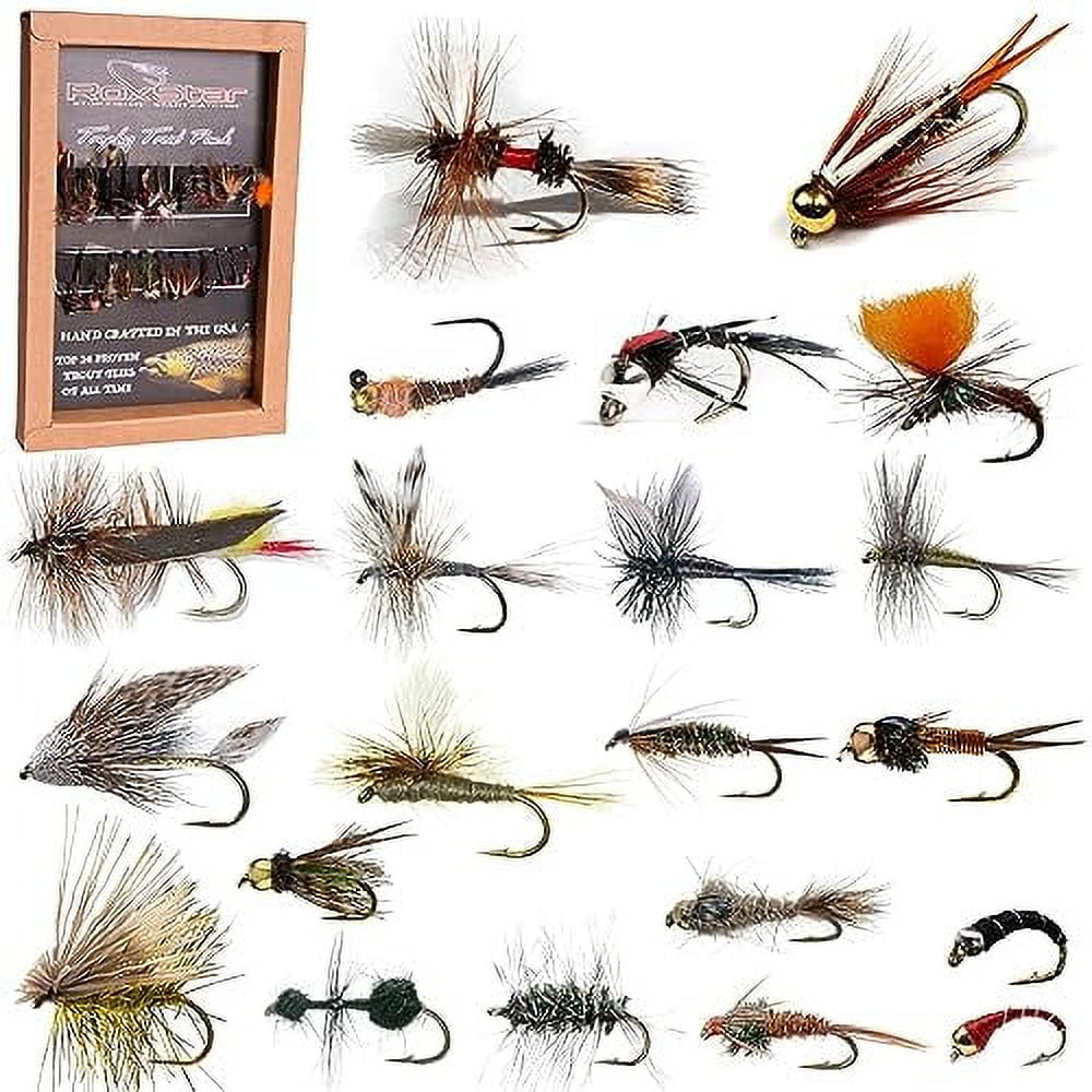 RoxStar Fly Shop | Barbless Trophy Trout Fly Assortment 24pk | Wet & Dry Barbless Trout Flies