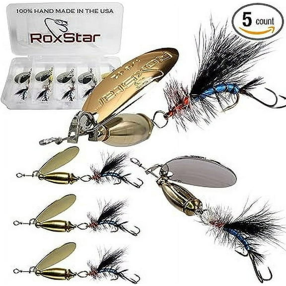 RoxStar Fly Strikers Blue Series - Hand-Crafted in The USA - Proven Nationwide Most Versatile Fishing Spinner for Bass, Trout, Pike, Steelhead- Stop Fishing - Start Catching!… (1/8oz Blue Series)