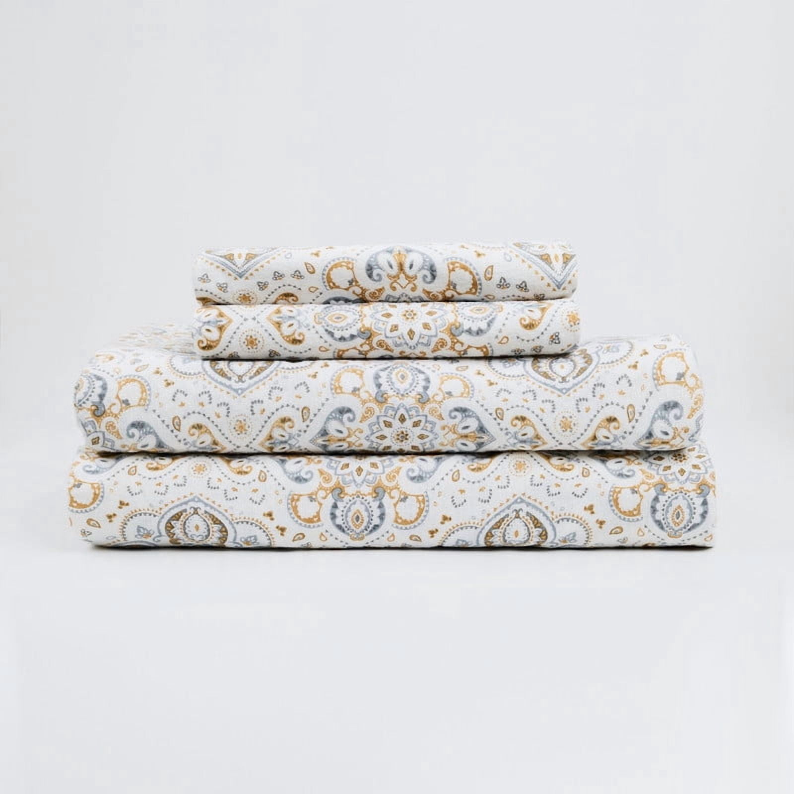 Roxana Paisley 100% Cotton 4-Piece King Flannel Sheet Set