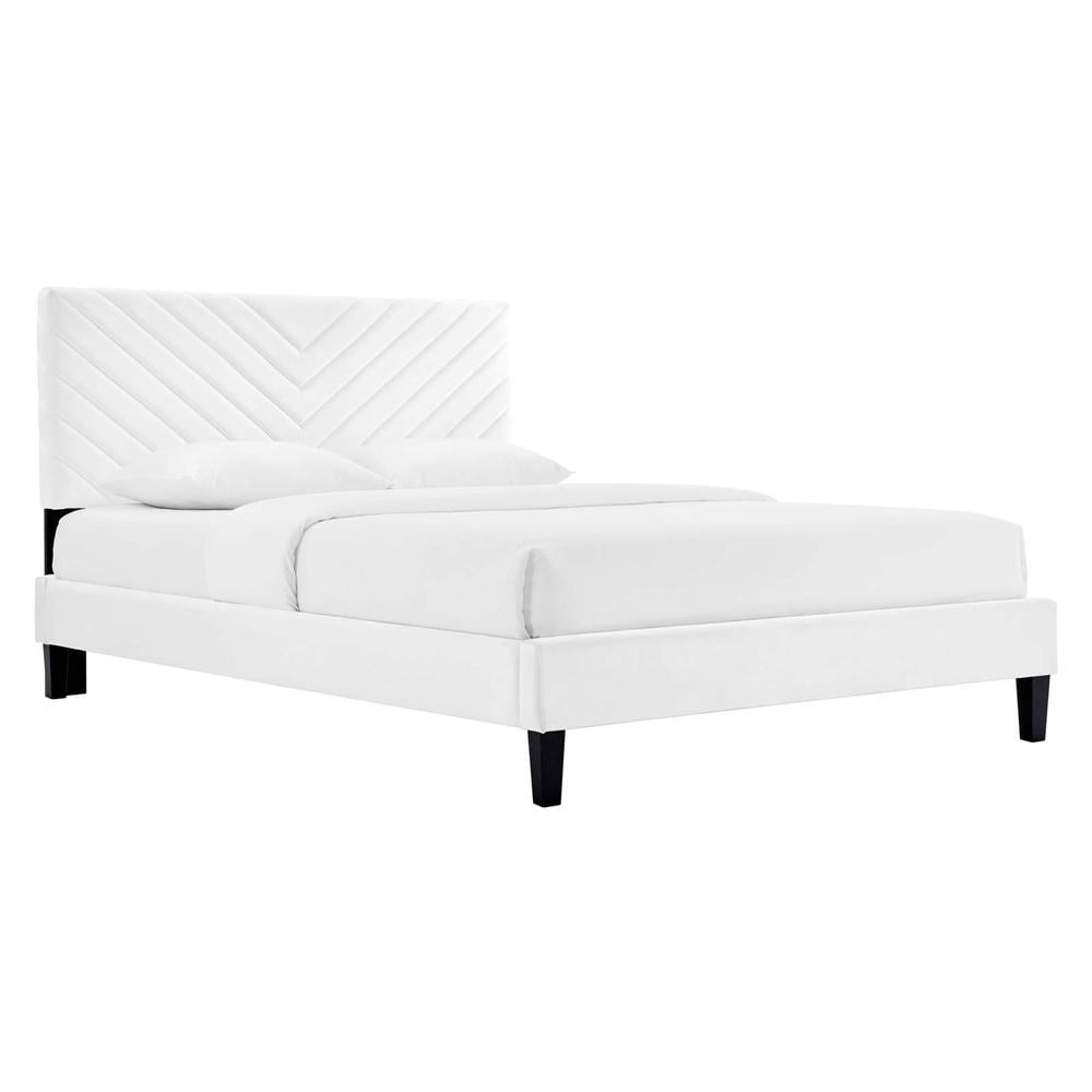 Roxanne Performance Velvet Queen Platform Bed-MOD-6285