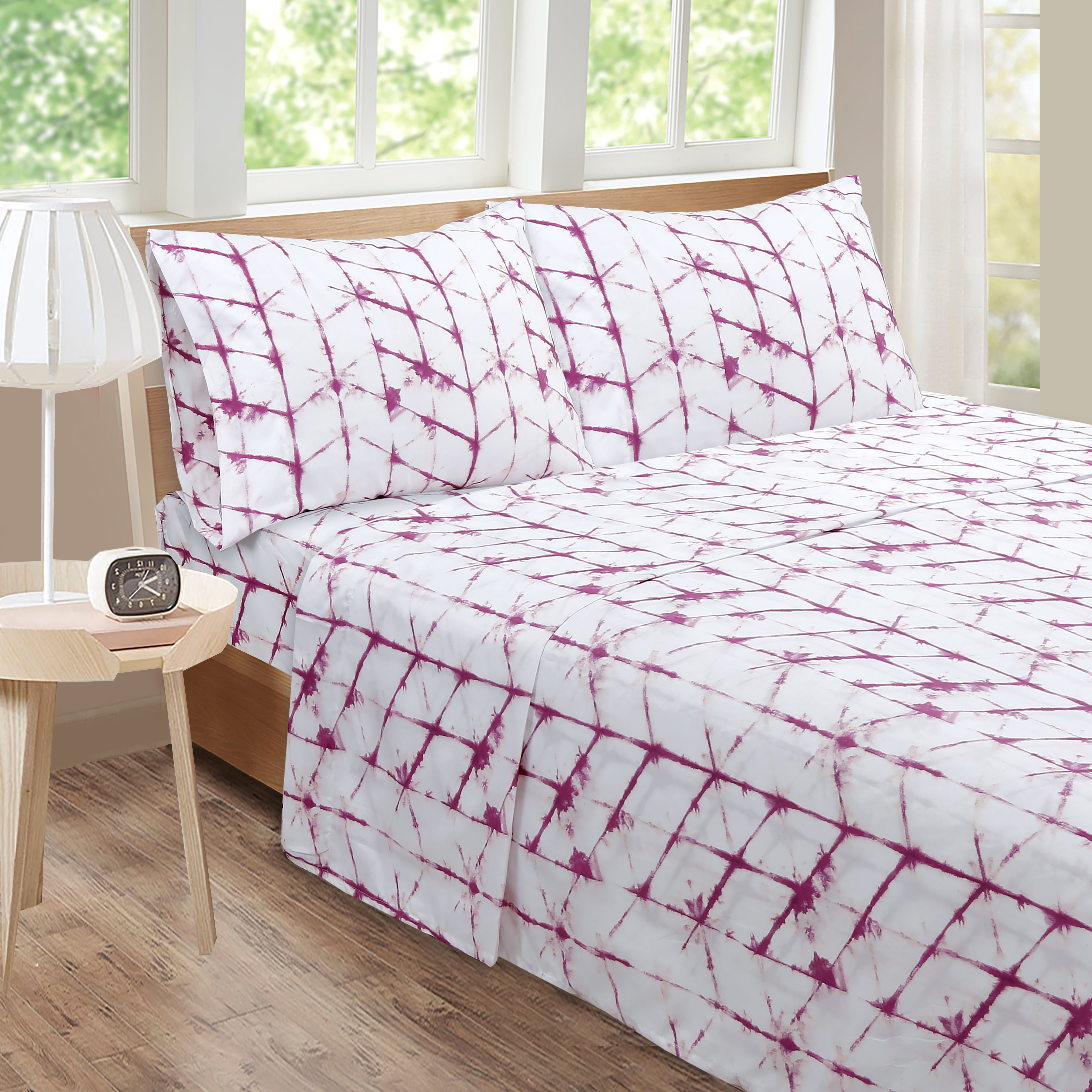 Roxanne Tie Dye 4-piece Sheet Set Purple Full