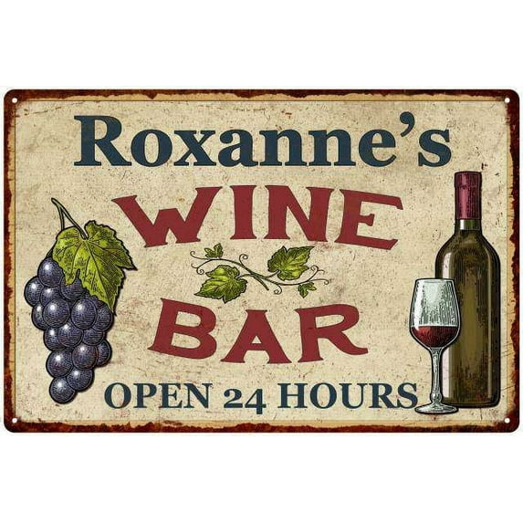 Roxanne's Rustic Wine Bar Sign Wall Decor Kitchen Gift 8 x 12 High Gloss Metal 208120056853