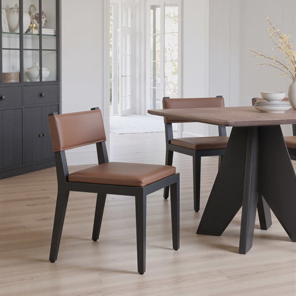Roxas Dining Chair Brown Dining Chair, Modern Style, Plush and durable faux leather fabric, Plywood, Indoor Dining