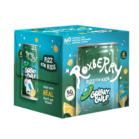Roxberry Low Sugar Soda for Kids – Orange Citrus, 5g Sugar, No Artificial Flavors or Sweeteners – Plant-Powered Sparkling Juice, 7.5 fl oz (4 pack)