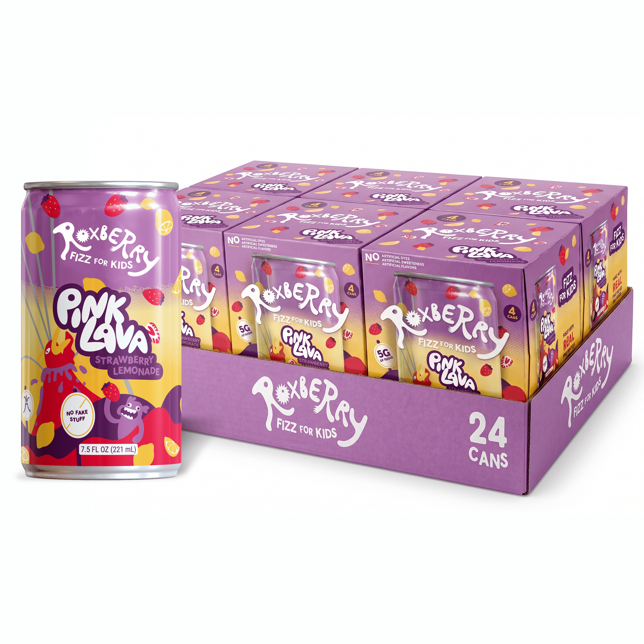 (6 pack) Roxberry Low Sugar Soda for Kids – Strawberry Lemonade, 5g ...