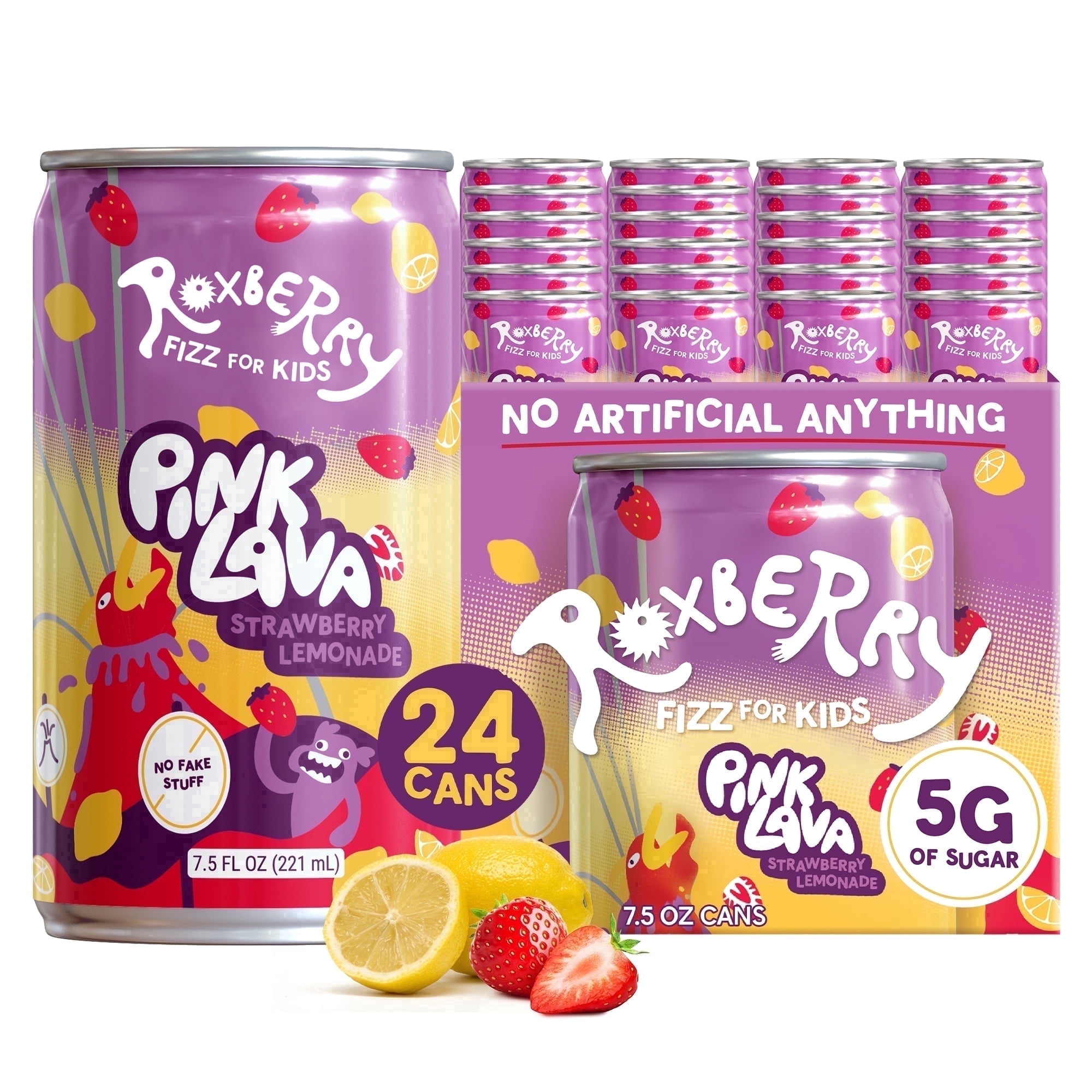 Roxberry Fruit and Veggie Sparkling Kids Beverage- Pink Lava