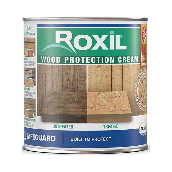 Roxil Wood Sealer Cream (1 Quart Clear) - One-Coat 10-Year Waterproof Outdoor Wood Treatment & Sealant for Deck, Fence, Sheds, Furniture