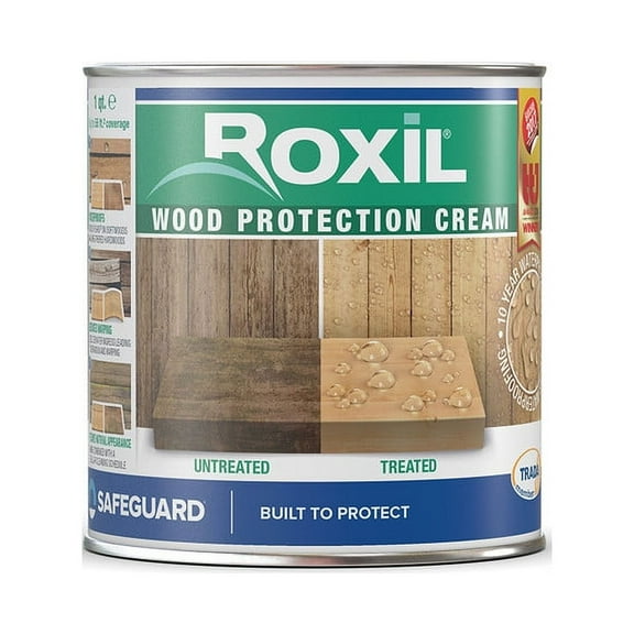 Roxil Wood Waterproofing Cream (1 Quart) 10-Year Outdoor Clear Wood Sealer for Decking, Fence, Shed