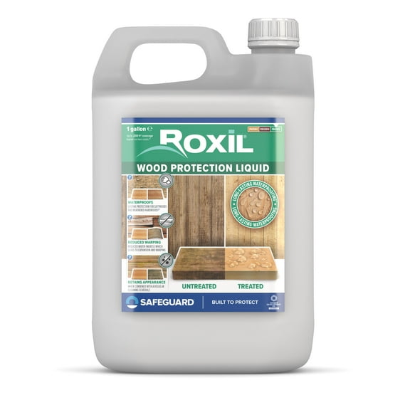 Roxil Wood Waterproofing Liquid (1 Gallon Clear) 10-Year Outdoor Wood Sealer & Preserver