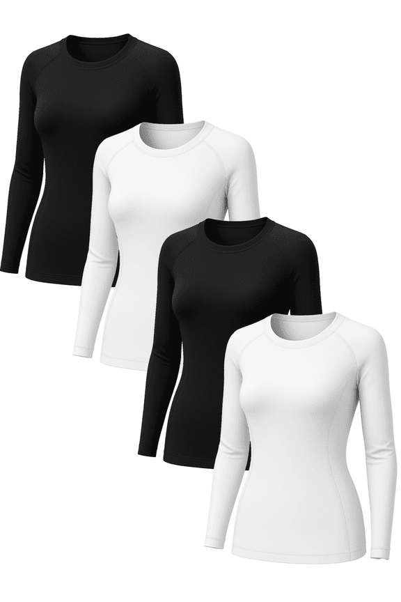 4 Pack Woman's Short Sleeve Athletic Shirts Workout Undershirt Dry Fit T-Shirt for Gym Running Tops