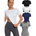 thumbnail image 1 of Raxilon 4 Pack Woman's Short Sleeve Athletic Shirts Workout Undershirt Dry Fit T-Shirt for Gym Running Tops, 1 of 7