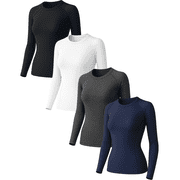 Raxilon 4 Pack Woman's Long Sleeve Athletic Sun Shirts Underscrub Workout UPF 50+ Undershirt for Gym Running Tops
