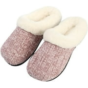 ROXONI Knitted Design Fur Slippers Luxuriously Soft and Comfortable Great Footwear for Lounging Warm Versatile Slippers