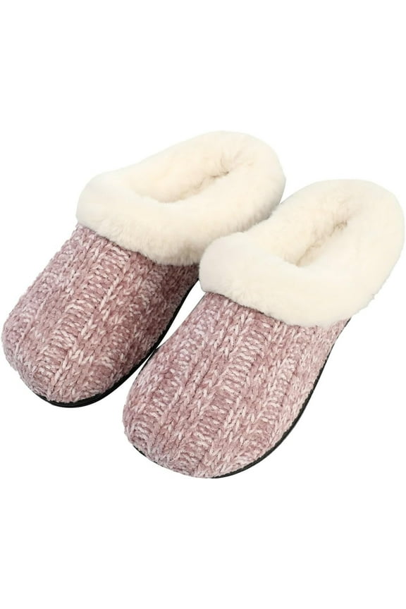 Knitted Design Fur Slippers Luxuriously Soft and Comfortable Great Footwear for Lounging Warm Versatile Slippers