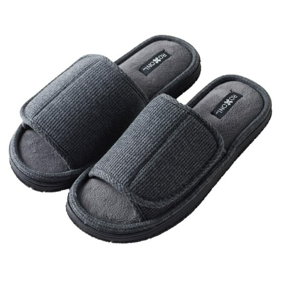 Roxoni Men's Adjustable Slide Slippers: Indoor/Outdoor Memory Foam for Maximum Comfort