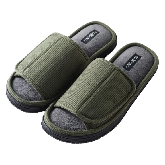 Roxoni Men's Adjustable Slide Slippers: Indoor/Outdoor Memory Foam for Maximum Comfort