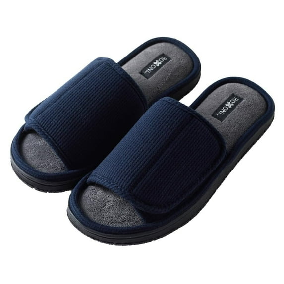 Roxoni Men's Adjustable Slide Slippers: Indoor/Outdoor Memory Foam for Maximum Comfort