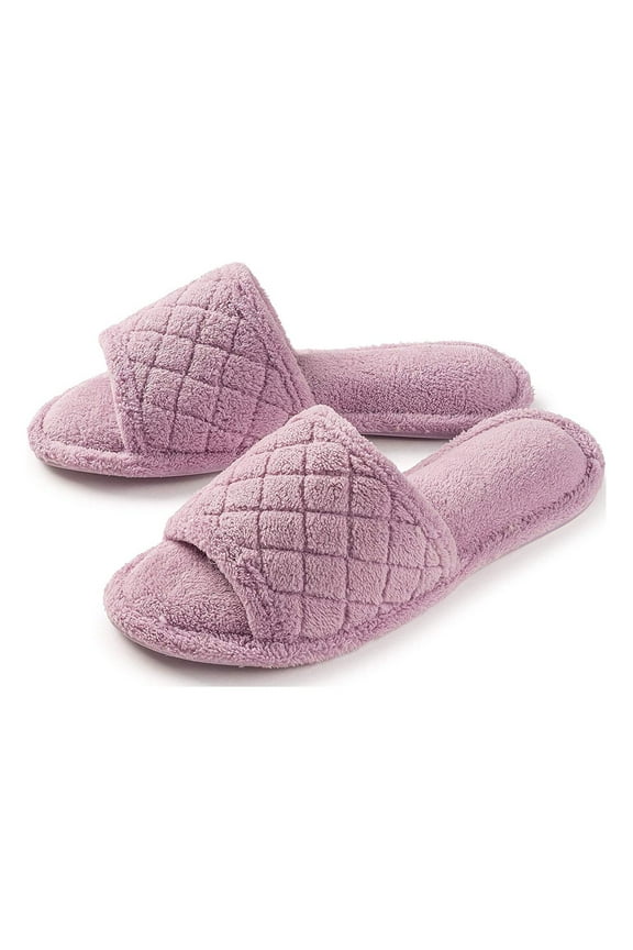 Open Toe Spa Slippers for Women Microterry and Rubber Sole US Womens Sizes 6 To 12