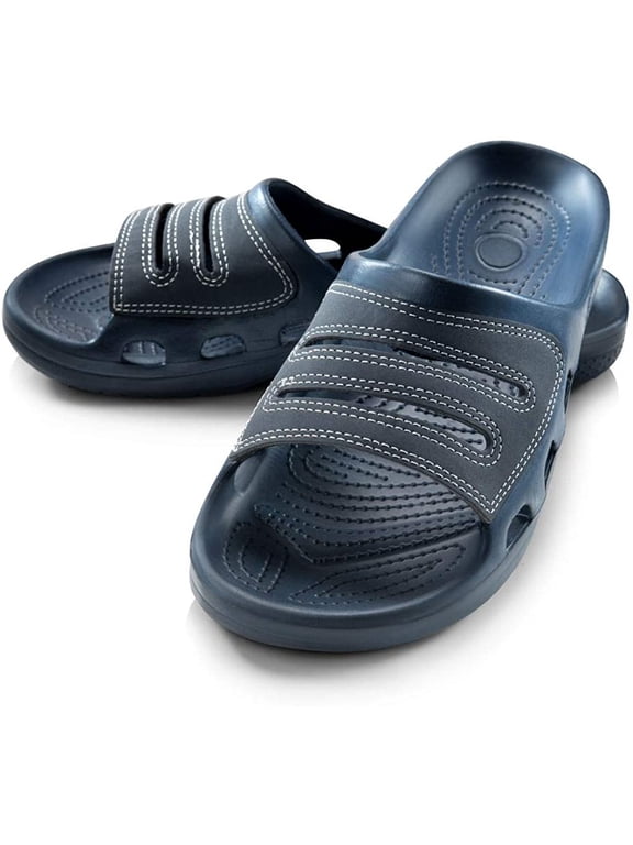 Slide Sandals for Men | Open Toe Slip-On | Waterproof Rubber for Beach, Pool, Gym, Travel Wear