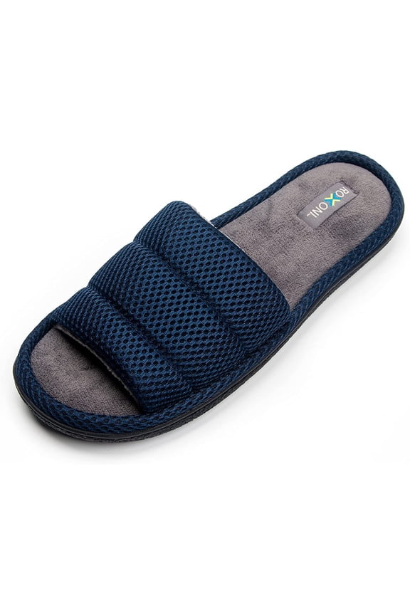 Unisex Slippers for Men Plush Slippers for Men Open Toe House Slippers for Superior Comfort Cozy Soft & Durable Design Versatile & Colorful Slides Sandals Navy