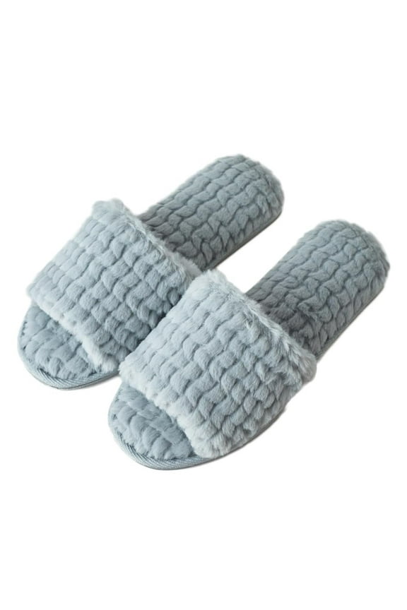 Women Soft Comfy Patterned Fluffy Plush Slip On House Slipper