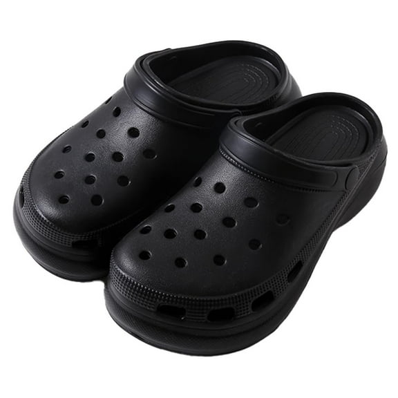 Roxoni Women's Clogs Soft Sole High Heeled Clog Slipper Stylish and Comfortable Footwear Black