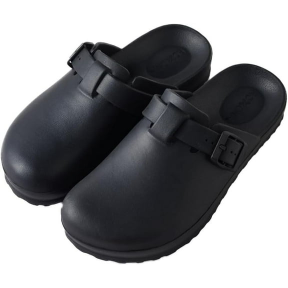 Roxoni Women's Clogs with Adjustable Buckle, Antislip Sole, Mules & Slippers Black