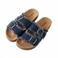 thumbnail image 1 of Roxoni Women's Comfort Flat Sandals Double Buckle Adjustable Straps Flat Slides Footbed Suede, 1 of 6