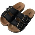 thumbnail image 1 of Roxoni Women's Comfort Flat Suede Slip-On Sandals, Black, 8, 1 of 3