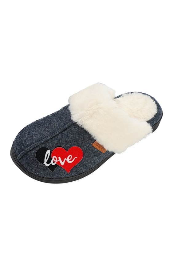 Women’s Customized Cozy Slippers, Faux Fur Lined Indoor Outdoor House Shoes, Memory Foam Winter Clog Footwear, Personalized Custom Gift Slipper for Valentines Day