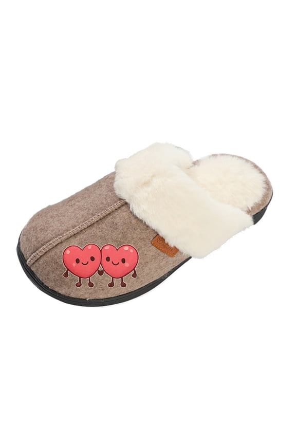 Women’s Customized Cozy Slippers, Faux Fur Lined Indoor Outdoor House Shoes, Memory Foam Winter Clog Footwear, Personalized Custom Gift Slipper for Valentines Day