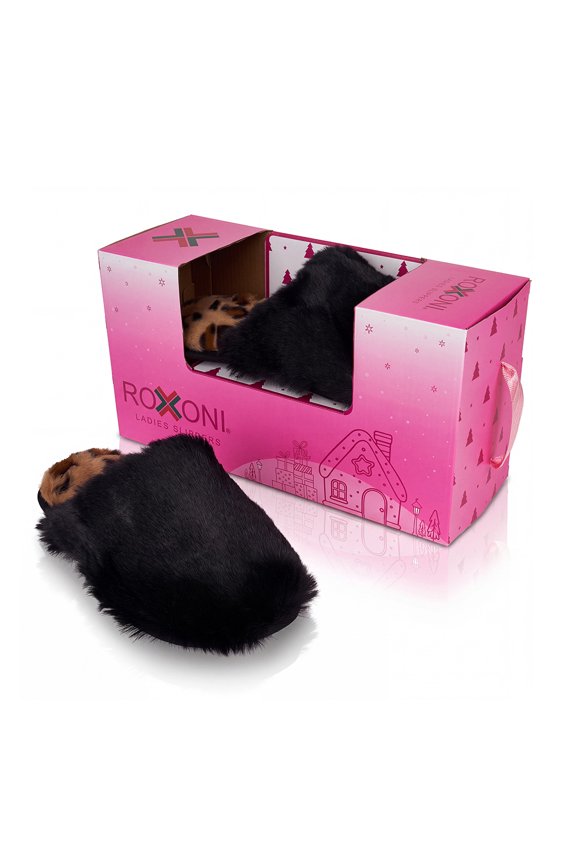 Women's Fluffy Faux Fur Clog Slippers with Gift Box for Christmas & Holidays