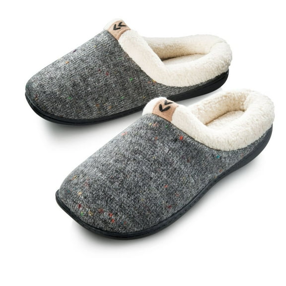 Roxoni Women's Knitted Fleece Lined Winter Slippers, Rubber Sole -sizes 6 to 11 -style #2111