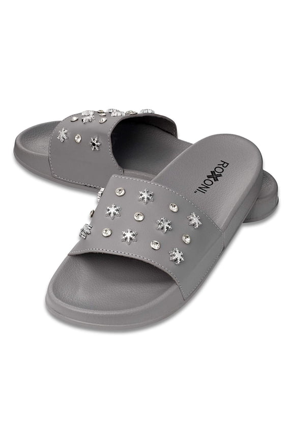 Women's Slide Sandals with Snow Flakes and Diamond Design Strap -sizes 6 to 11 -style #3116