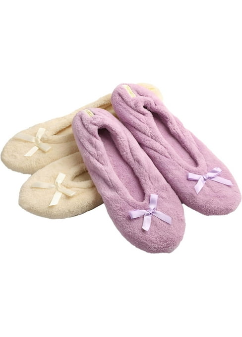 Isotoner Pantoffels voor dames, ballerina's, zeer comfortabel, leren zool, grote strik detail, Eend Ei Blauw, 41/42 EU