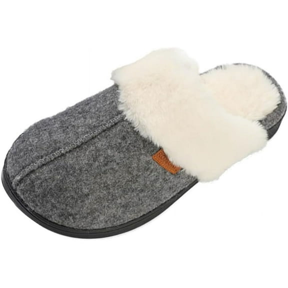 Roxoni Women's Winter House Fuzzy Fluffy Furry Cozy Clog Slipper