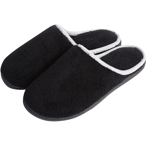 Roxoni Womens Clog Slippers Microterry Memory Foam Comfy Footbed Black