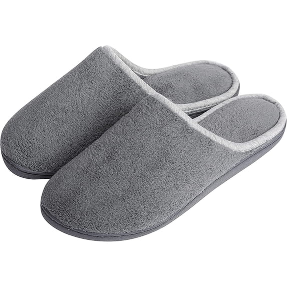Roxoni Womens Clog Slippers Microterry Memory Foam Comfy Footbed Grey