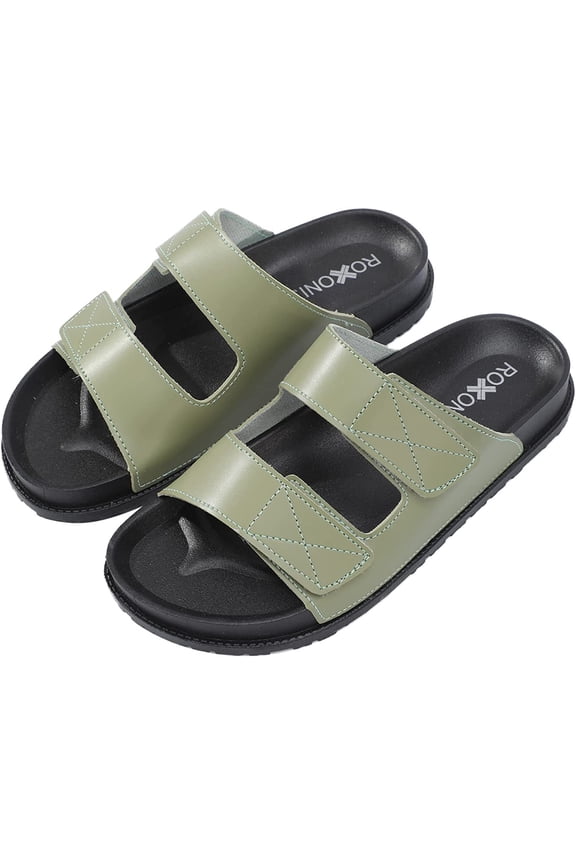 Womens Cushioned Two Strap Footbed Sandals Lightweight Open Toe Slide Sandals