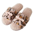 thumbnail image 1 of Roxoni Womens Fuzzy Leopard Print Slippers with Bow  Cozy Plush Indoor House Slides, Soft Memory Foam, Non-Slip Sole, 1 of 7