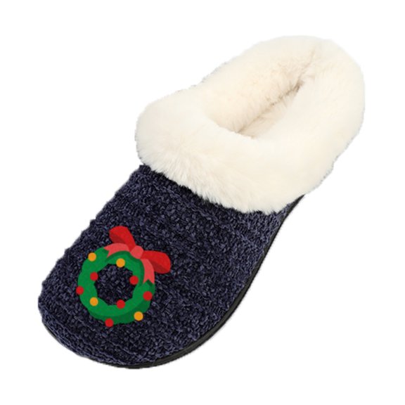 Roxoni Women’s Christmas Cozy Slippers, Soft Faux Fur Lining, Non-Slip Indoor Outdoor Sole, Customized Holiday Icon Gift