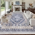 thumbnail image 1 of Roxstand 10x14 Area Rugs for Living Room, Vintage Large Area Rug, Non-Slip Backing Washable Rug, Stain Resistant Home Decor Rug (10'x14', Blue), 1 of 11