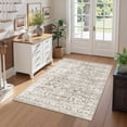 thumbnail image 1 of Roxstand 4x6 Area Rugs for Living Room, Stain Resistant Floral Vintage Washable Rugs, Non-Slip Thin Farmhouse Brown Rugs(4'x6', Brown), 1 of 11