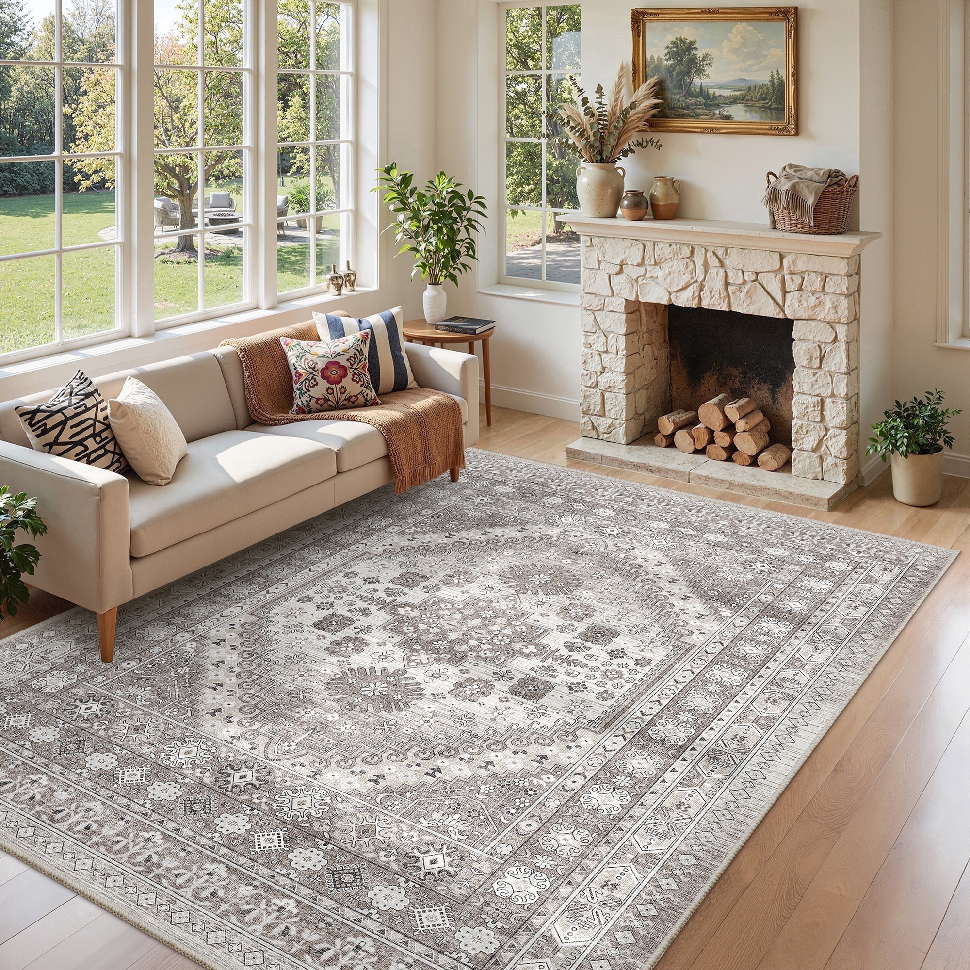 Roxstand 5x7 Area Rugs for Living Room, Vintage Large Area Rug, Non ...