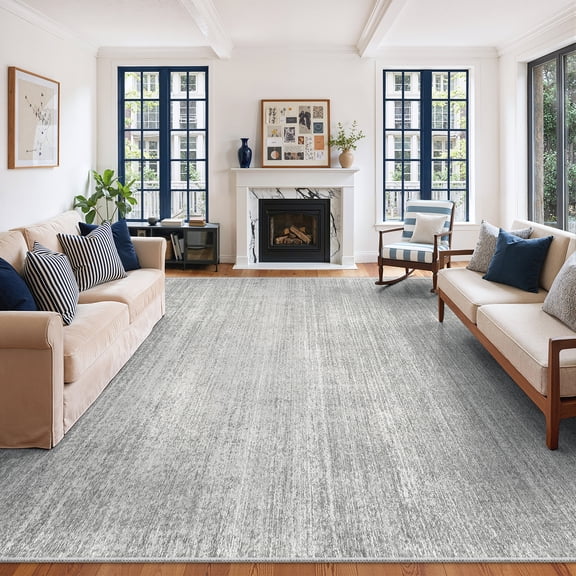 Roxstand 8x10 Washable Area Rug Non-Slip Floor Carpet for Kitchen Entryway Doorway Living Room Bedroom, Grey
