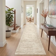 Roxstand 2'x8' Washable Runner Rug, Vintage Distressed Hallway Entrance Kitchen Rugs, Non Slip Stain Resistant Farmhouse Rug, Beige
